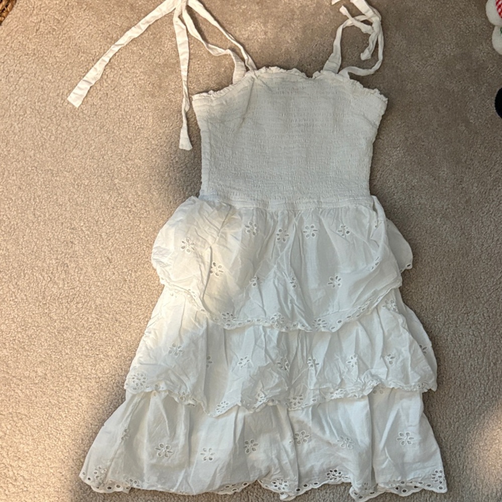 Sincerely Jules White Eyelet Tiered Mini Dress